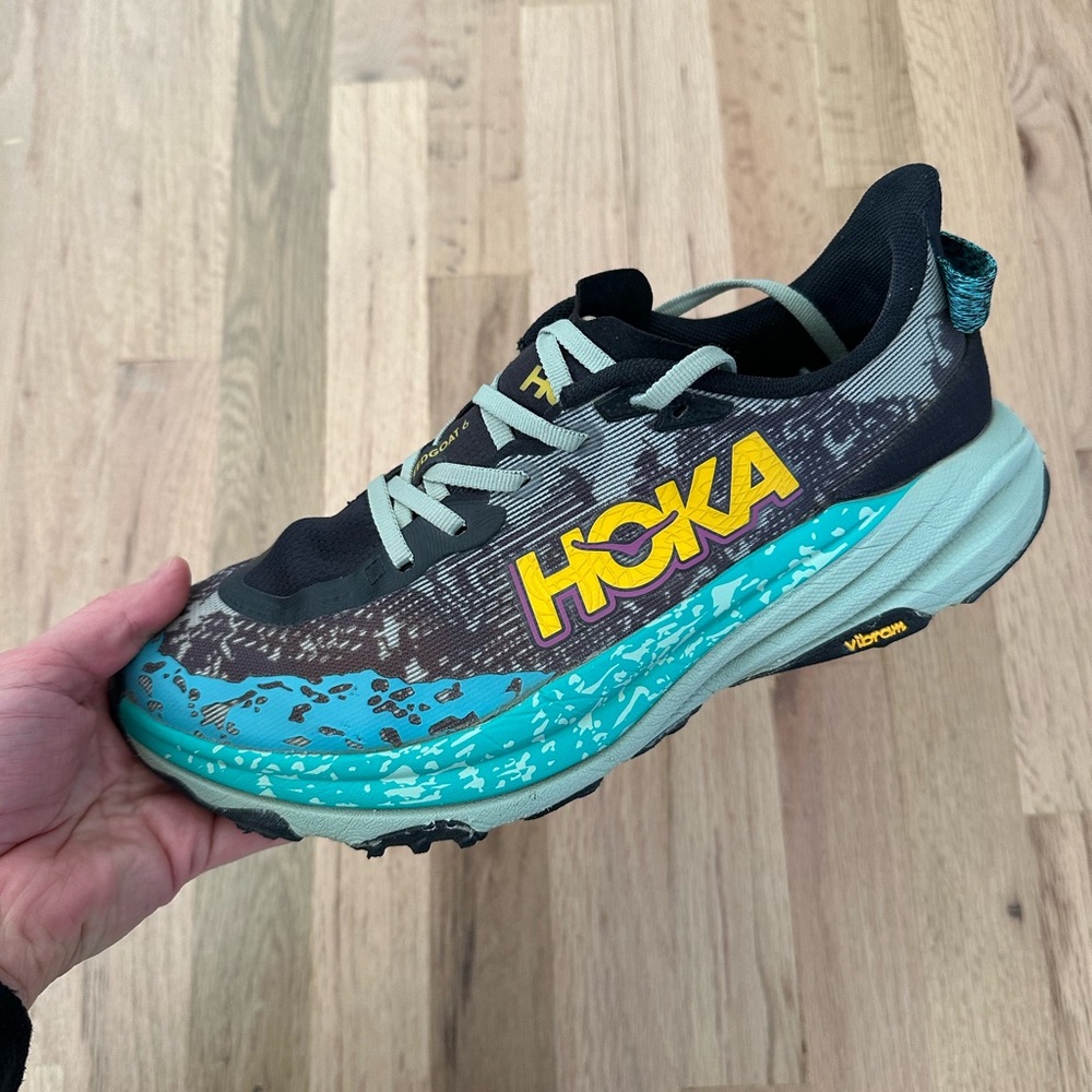 Hoka One One Speedgoat 6 Trail Running Shoes Women’s Size 9.5 B Black Aloe Vera